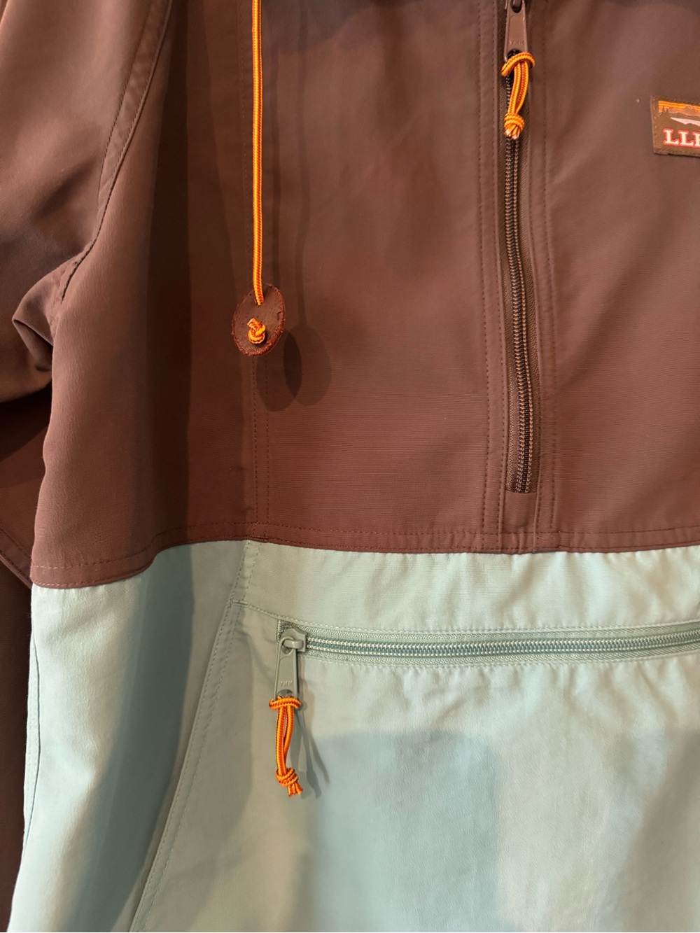 L.L.Bean Mountain Classic Anorak Jacket Slate Aqua Colorblock Pullover Women’s S - Picture 3 of 6